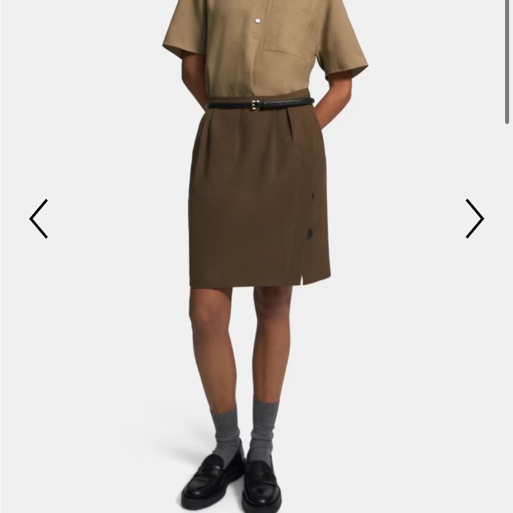 Theory Brown Wool Pencil Skirt